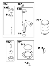 Lubrication Group Diagram and Parts List for 44N877-0019-G1 400000 - 699999 Briggs and Stratton Engine